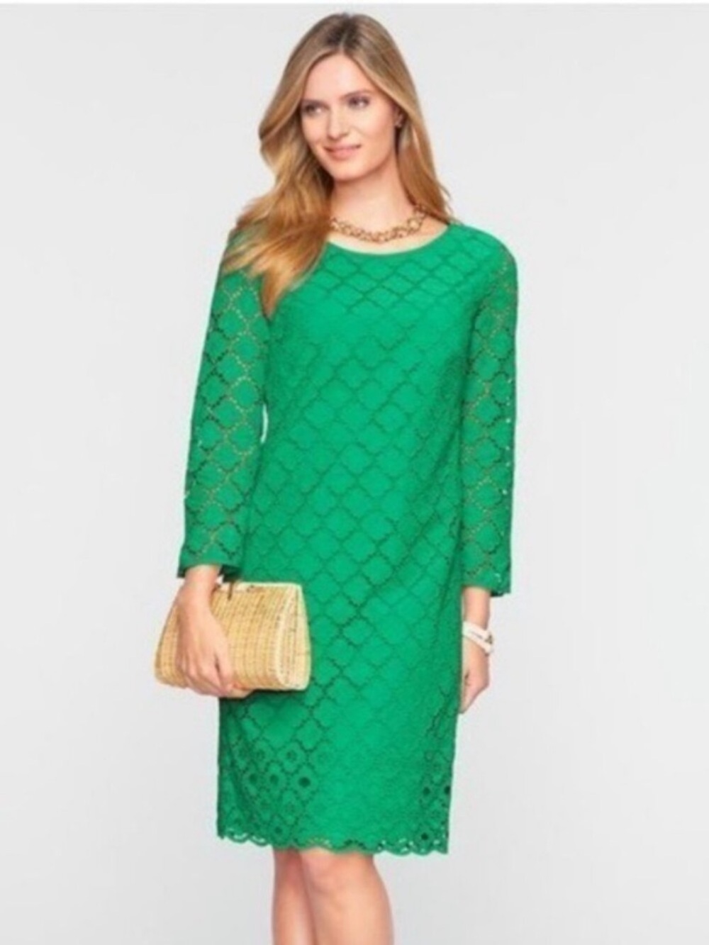 Talbots Emerald Eyelet Shift Dress